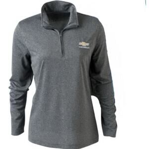 Womens Chevrolet Chevy Bowtie Performance 1/4 Zip Gray Jacket Shirt LG NWT